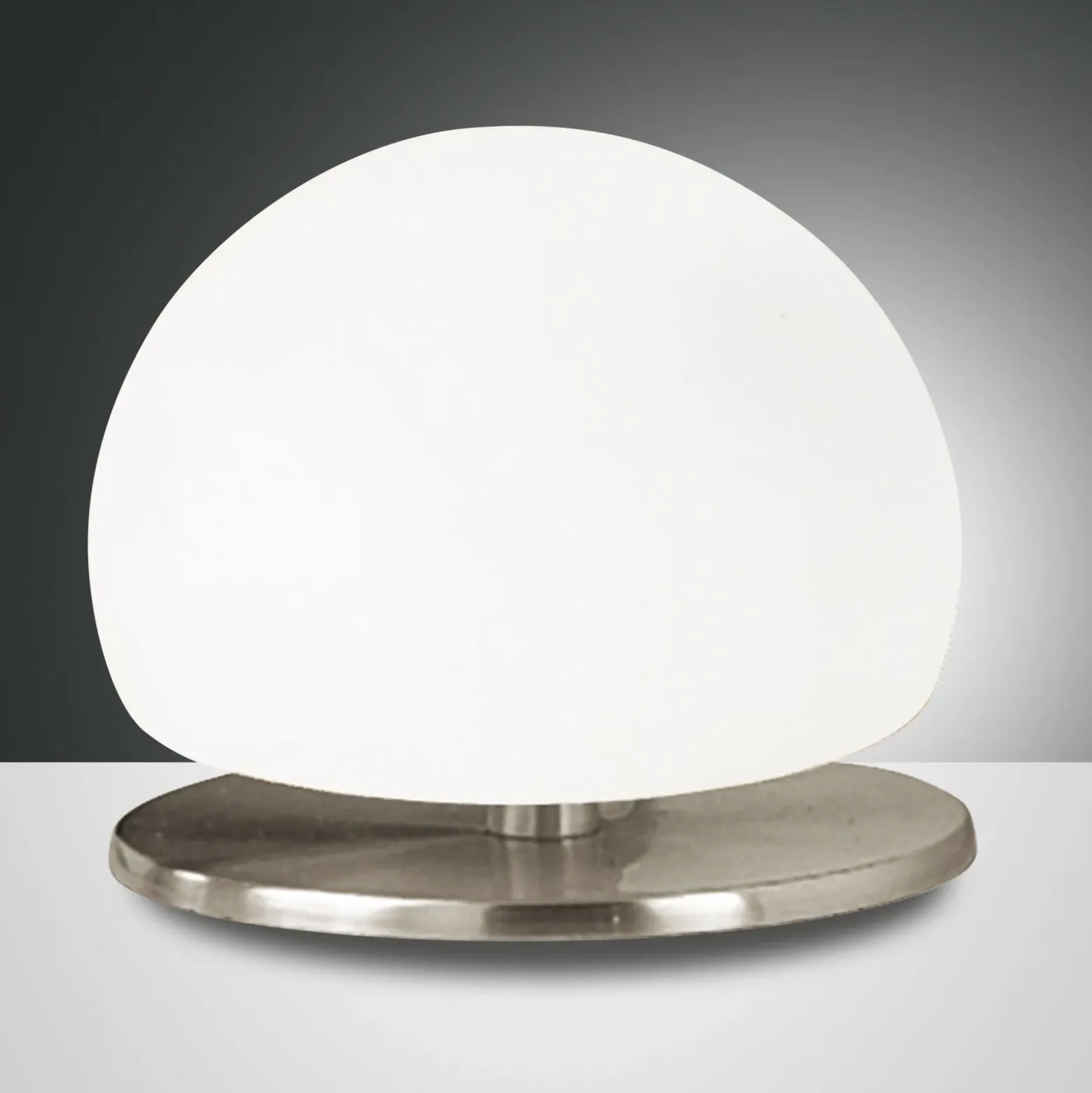 Lámpara de mesa Morgana, níquel / blanco, regulador táctil, 3.000 K