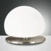Lámpara de mesa Morgana, níquel / blanco, regulador táctil, 3.000 K