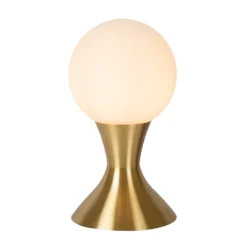 Lámpara de mesa Moya con pantalla de vidrio, oro