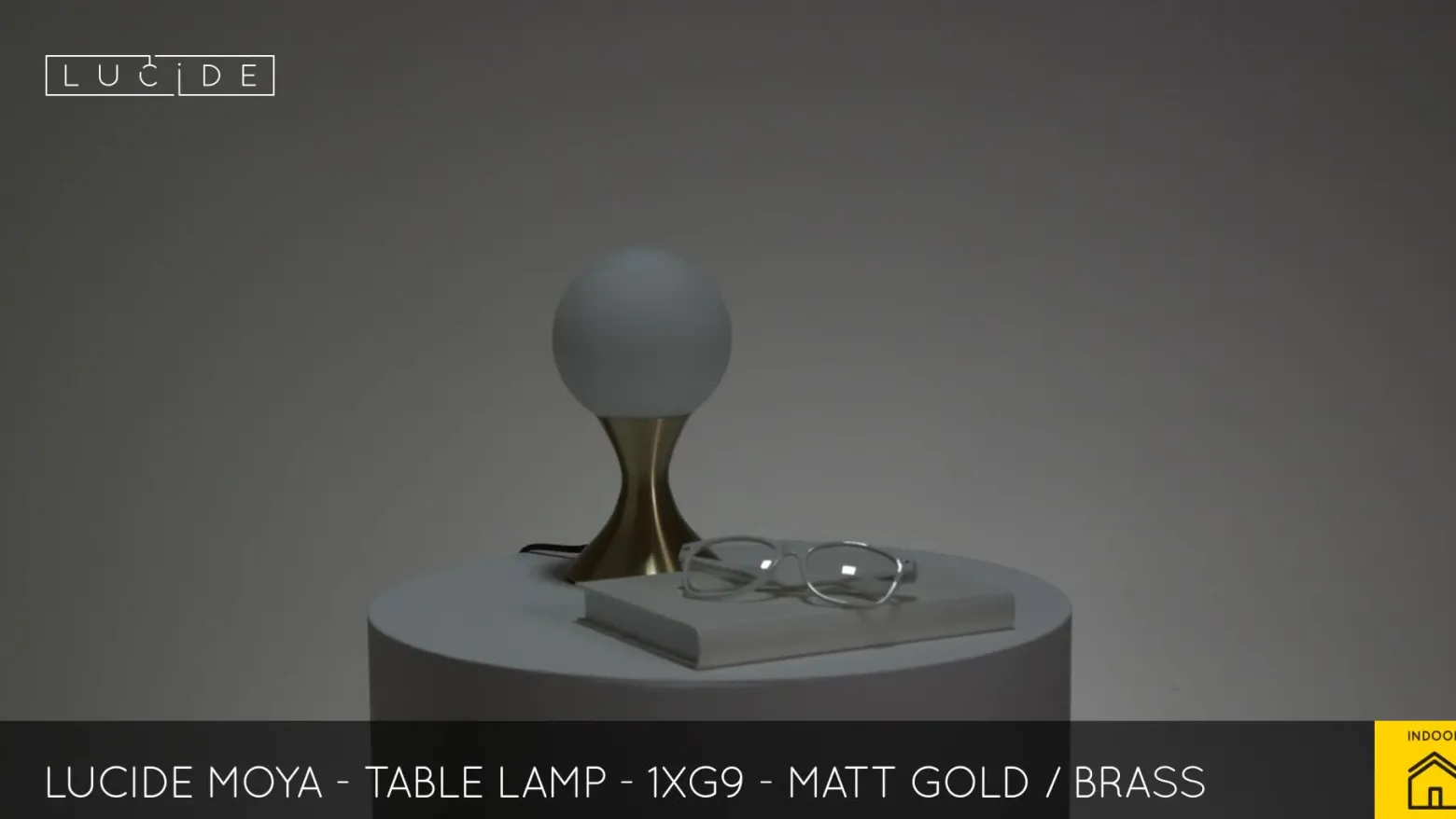 Lámpara de mesa Moya con pantalla de vidrio, oro