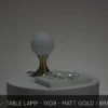 Lámpara de mesa Moya con pantalla de vidrio, oro