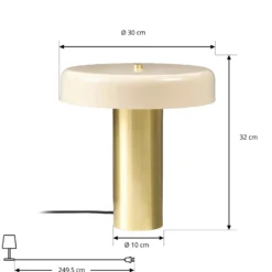 Lámpara de mesa Nola Dionne, latón/beige, 33 cm, metal, E14