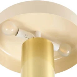 Lámpara de mesa Nola Dionne, latón/beige, 33 cm, metal, E14