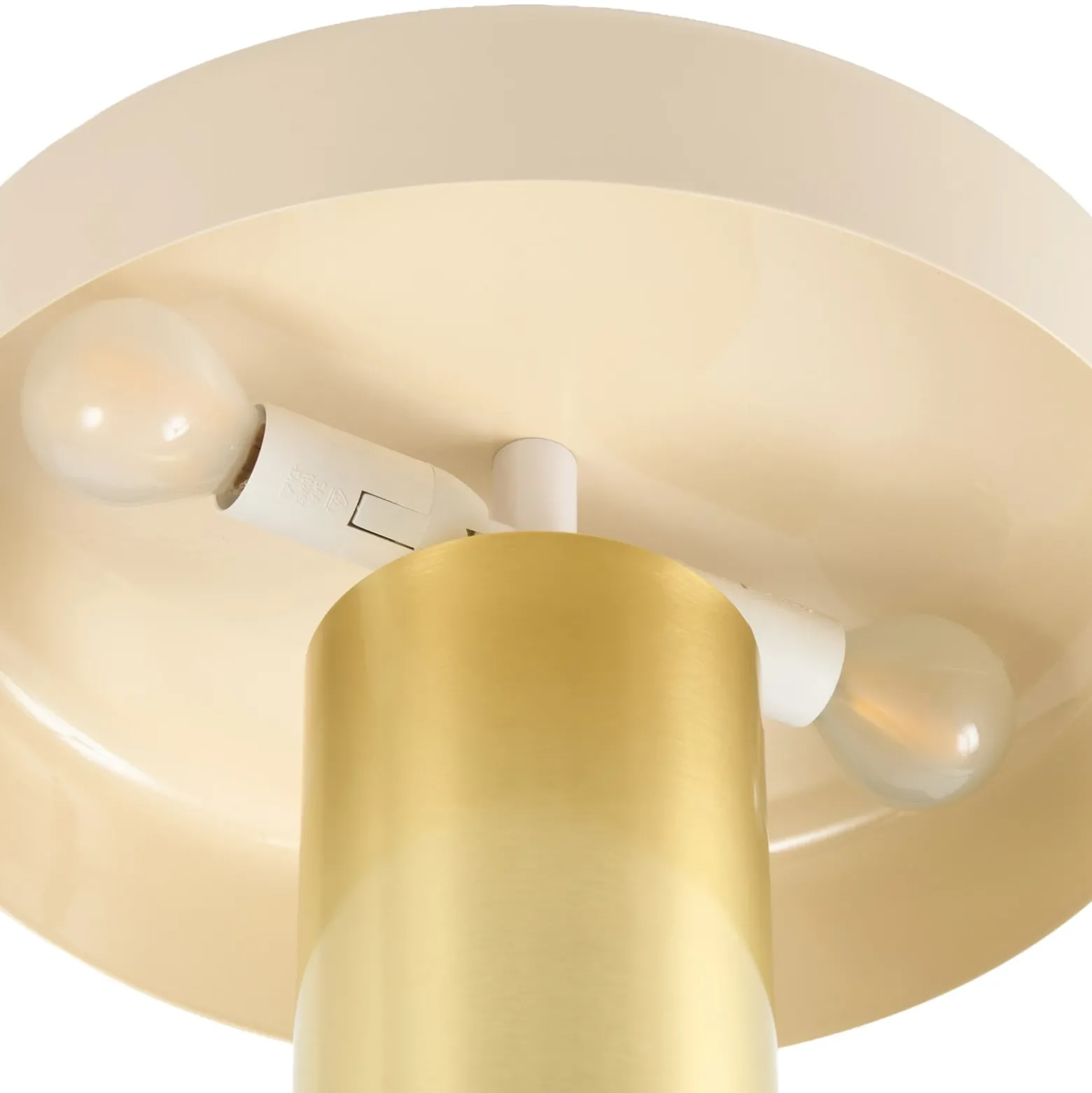 Lámpara de mesa Nola Dionne, latón/beige, 33 cm, metal, E14