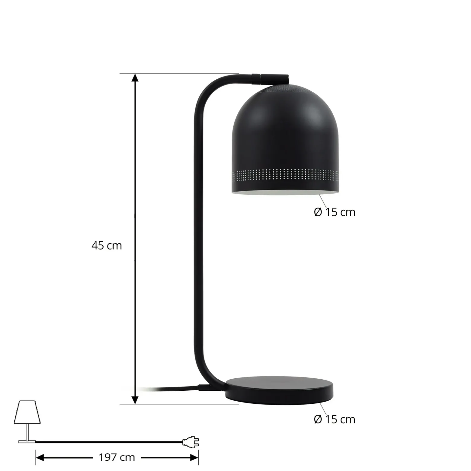Lámpara de mesa Nola Oura, negra, altura 45 cm, hierro, E14