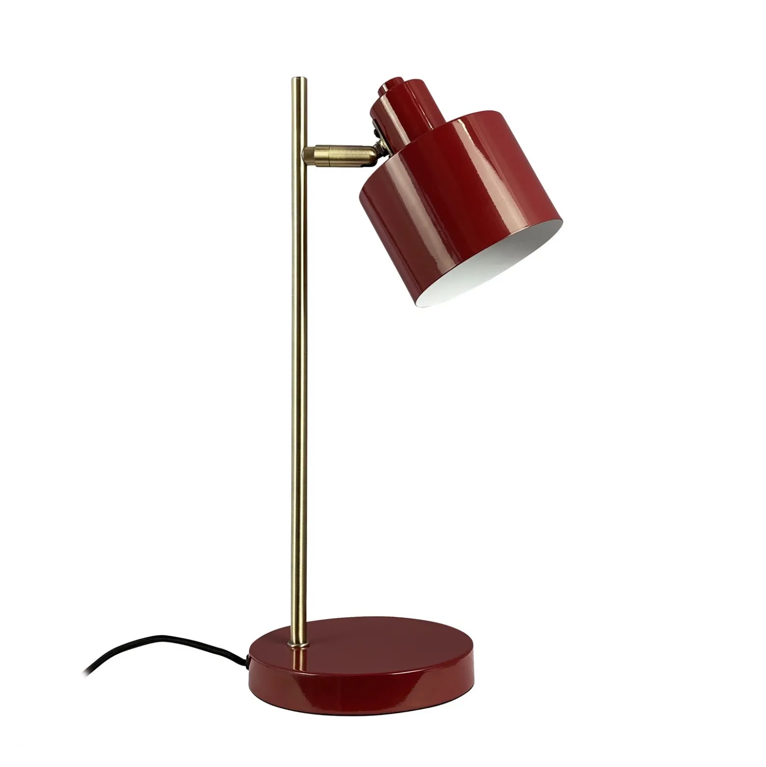 Lámpara de mesa Ocean de Dyberg Larsen, rojo oscuro/latón, 43 cm