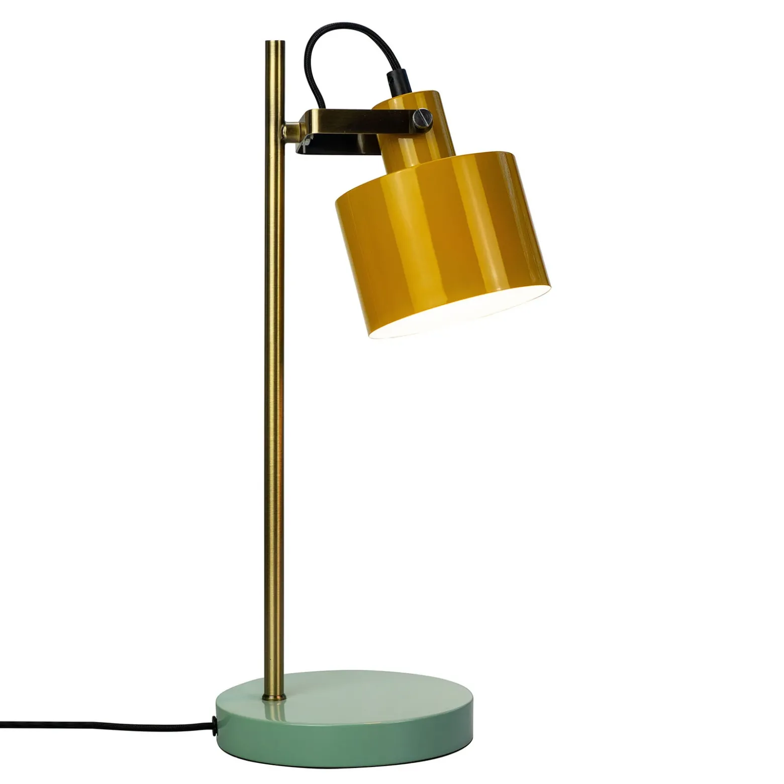 Lámpara de mesa Ocean de Dyberg Larsen, color curry/latón/turquesa, 43 cm