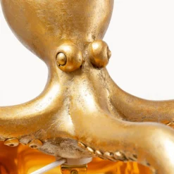 Lámpara de mesa Octopus de KARE, dorada, de tela, altura 47 cm