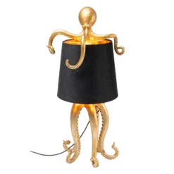 Lámpara de mesa Octopus de KARE, dorada, de tela, altura 47 cm