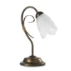 Lámpara de mesa Odino, 1 luz, color bronce, metal, cristal