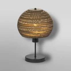 Lámpara de mesa OSRAM BALL, marrón, altura 39 cm, cartón ondulado, E27
