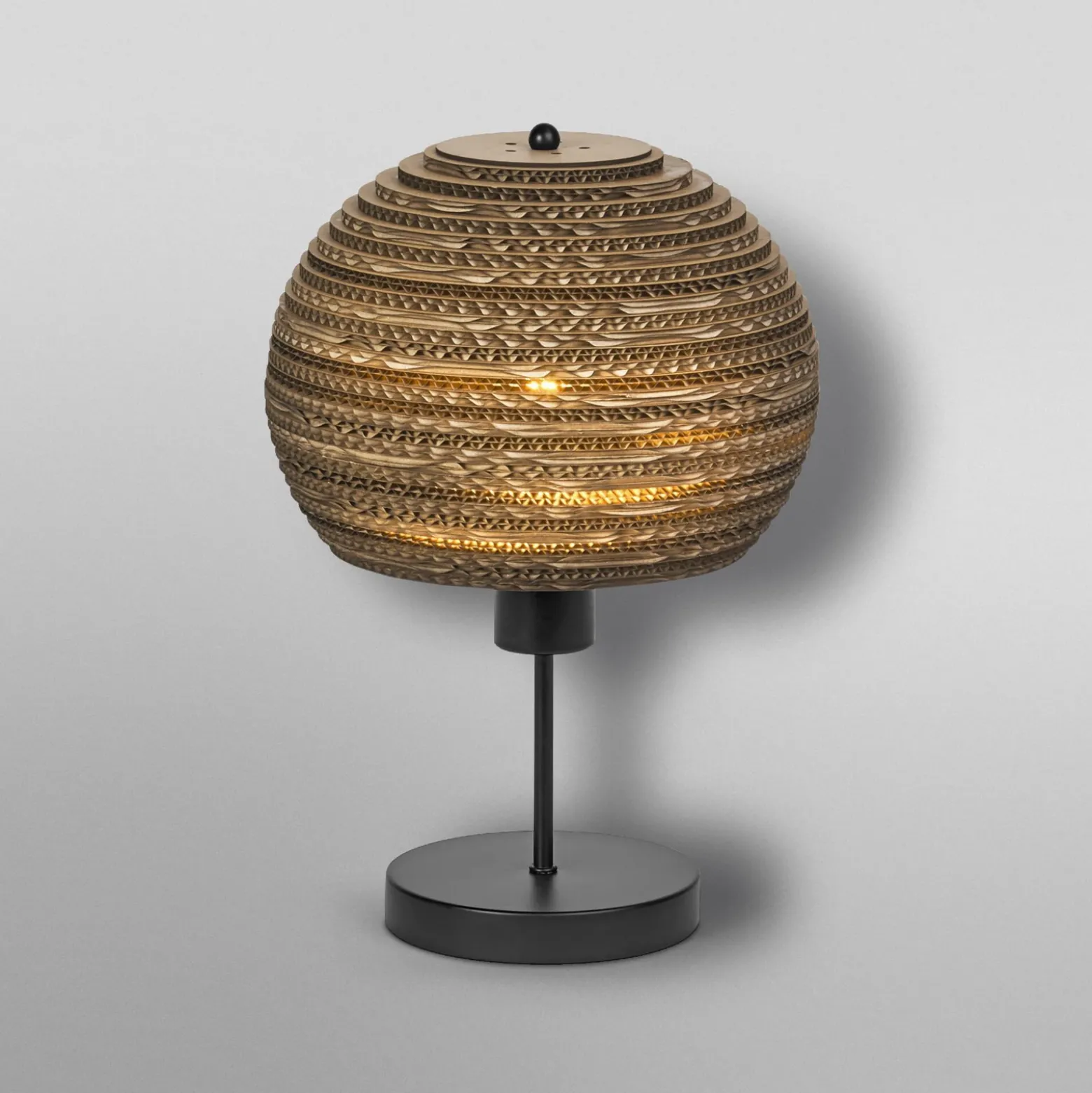 Lámpara de mesa OSRAM BALL, marrón, altura 39 cm, cartón ondulado, E27