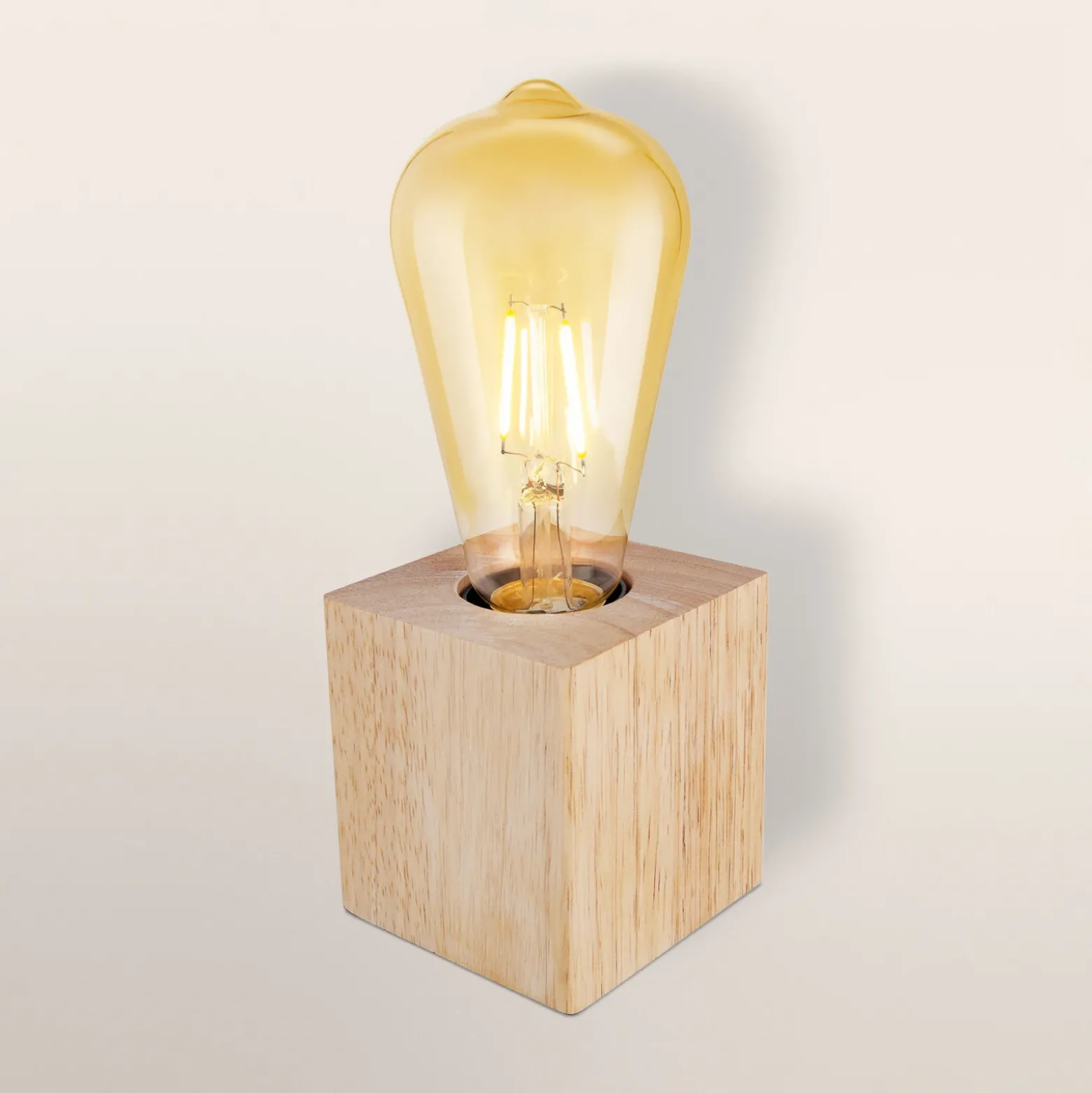 Lámpara de mesa OSRAM Vintage 1906, madera con bombilla LED E27
