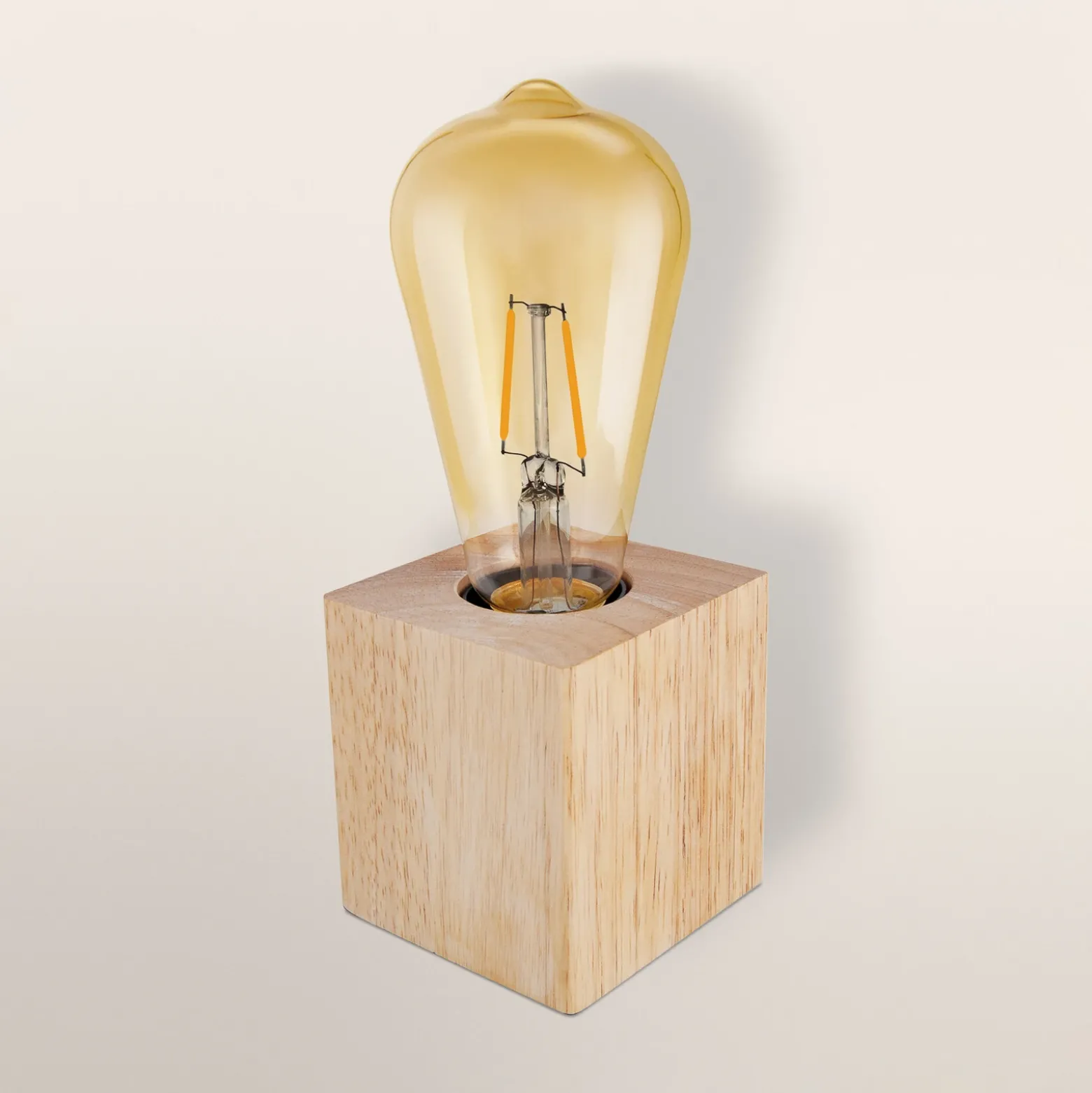 Lámpara de mesa OSRAM Vintage 1906, madera con bombilla LED E27