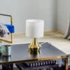 Lámpara de mesa Ottone con pantalla textil, latón