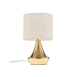 Lámpara de mesa Ottone con pantalla textil, latón