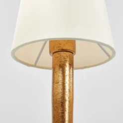 Lámpara de mesa Paola 2 luces dorada con pantallas textiles