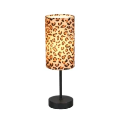Lámpara de mesa Pardina marrón moteada/negra Altura 37 cm Metal