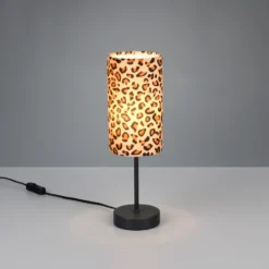 Lámpara de mesa Pardina marrón moteada/negra Altura 37 cm Metal