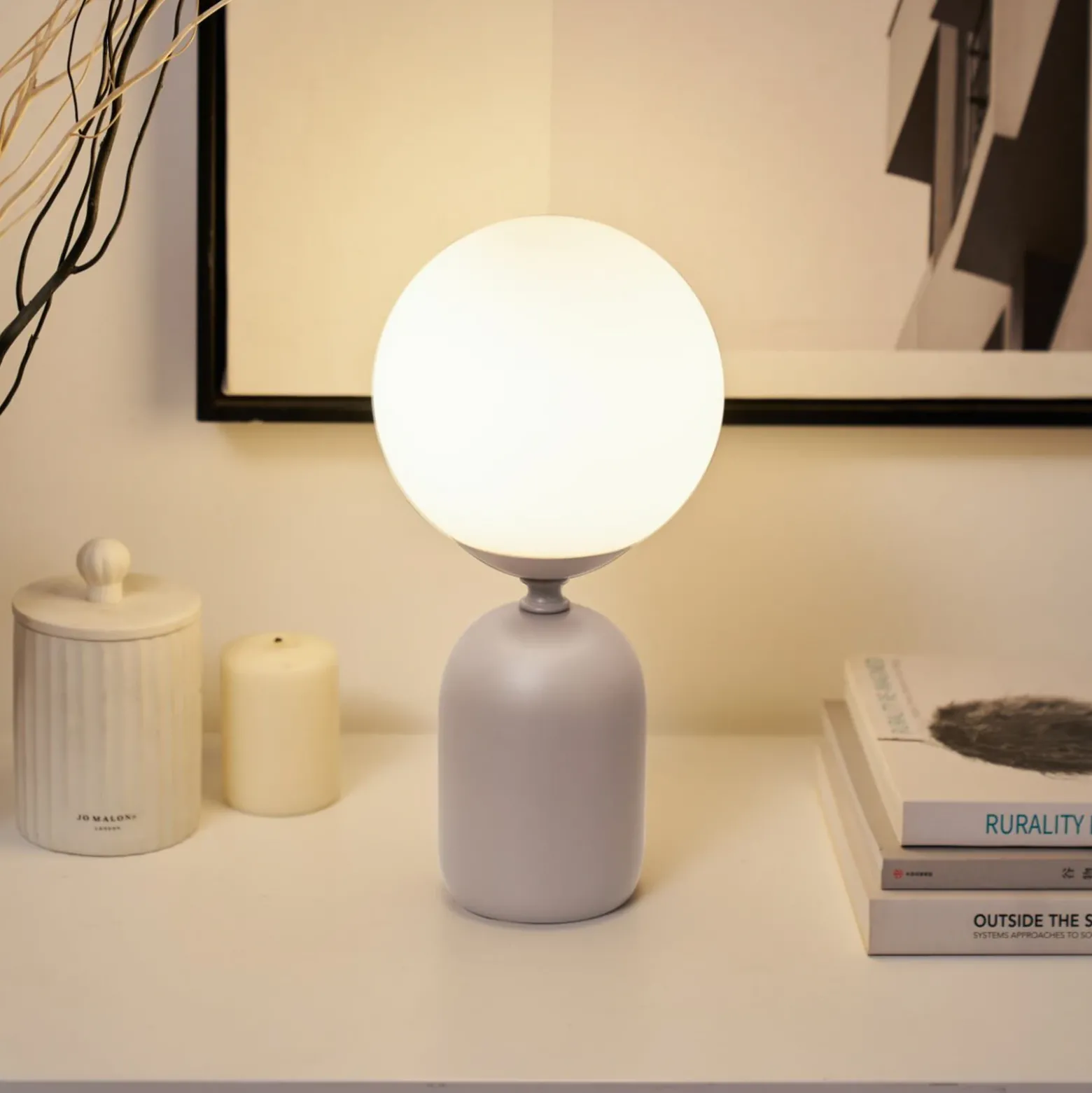 Lámpara de mesa Pauleen GLOWING CHARM, gris, 30 cm, cerámica/vidrio