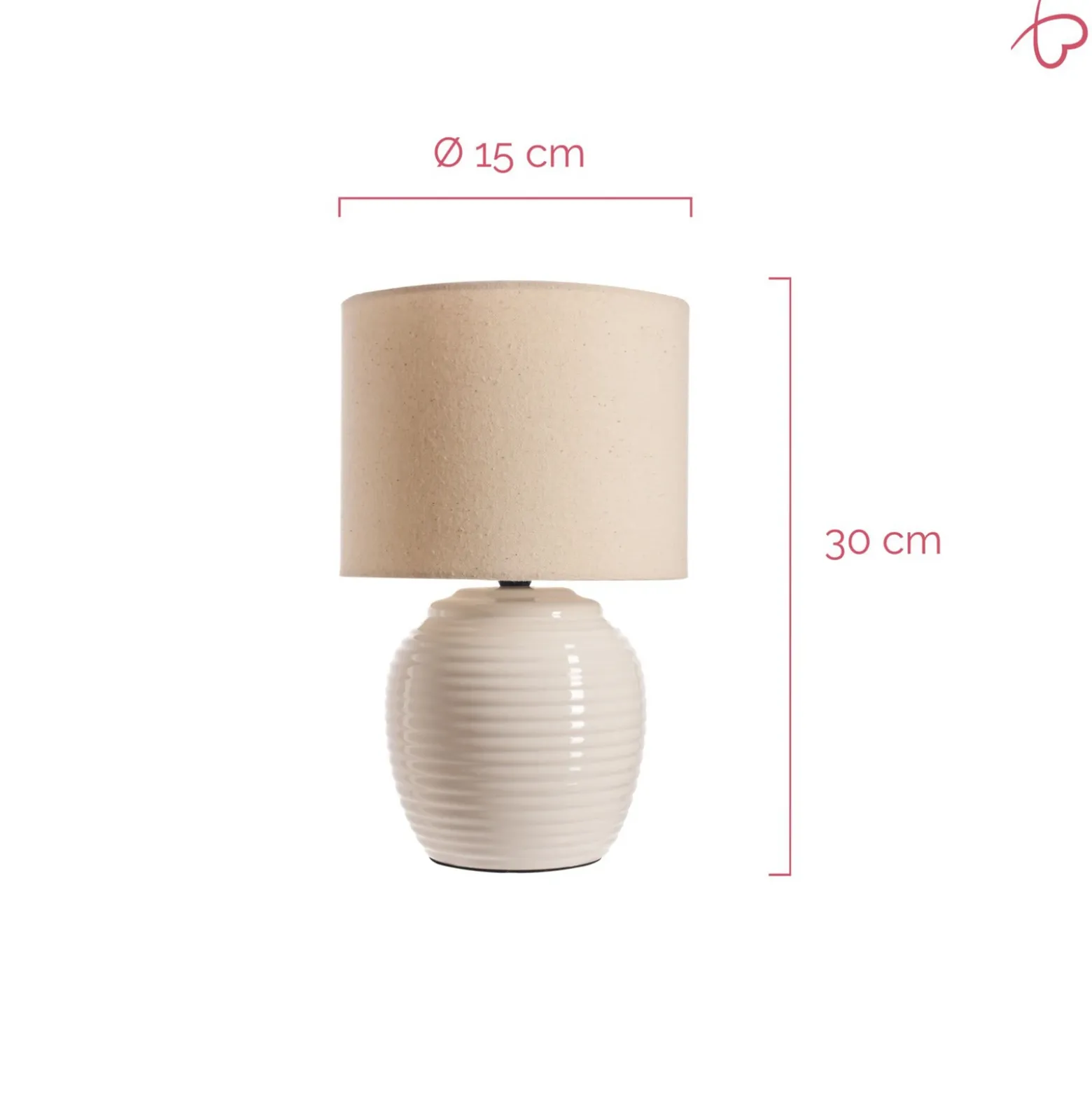 Lámpara de mesa Pauleen LOVELY CHARM, beige, altura 33 cm, tejido