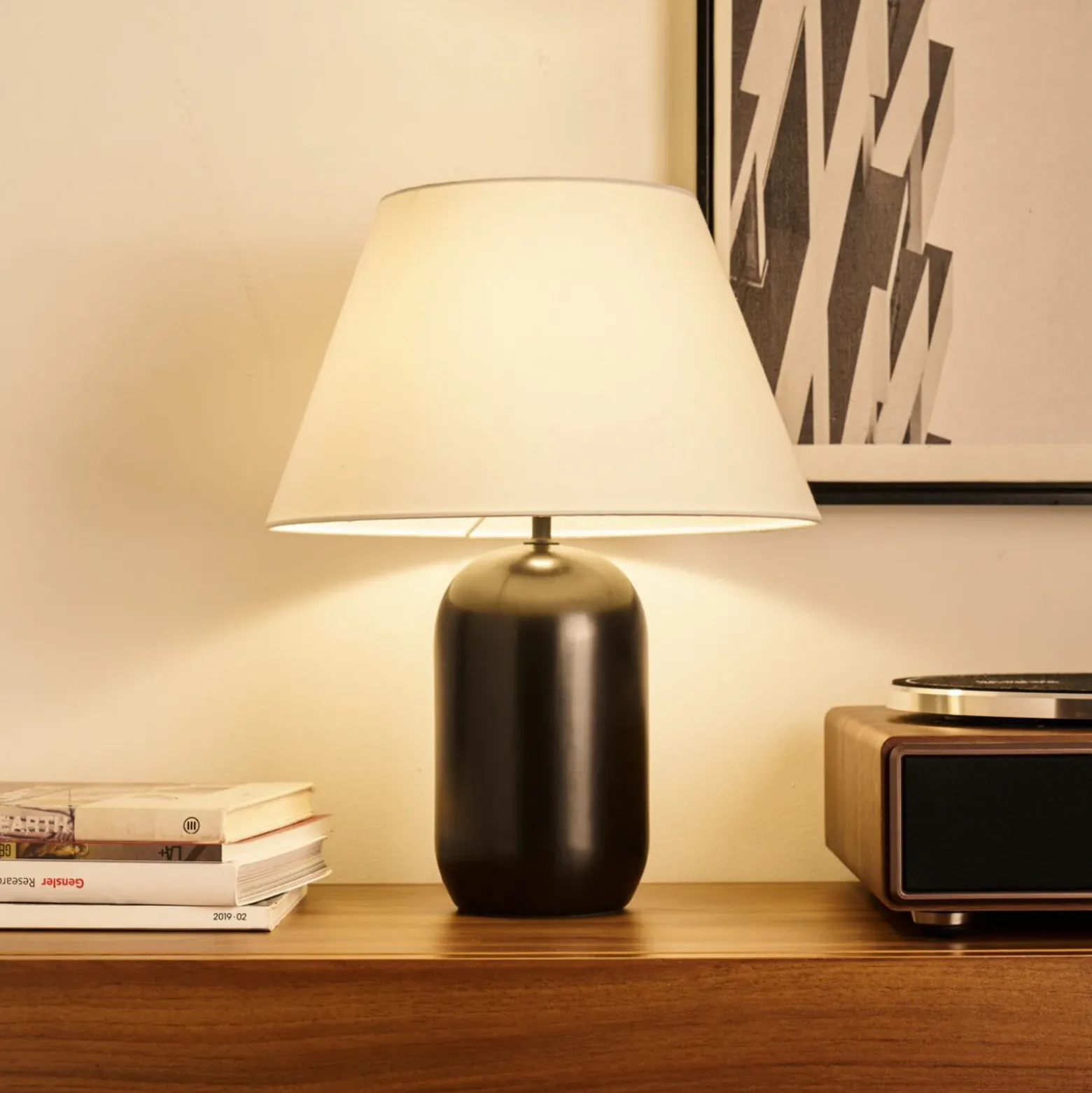 Lámpara de mesa Pauleen MYSTIC SHINE, blanco/negro, altura 45 cm