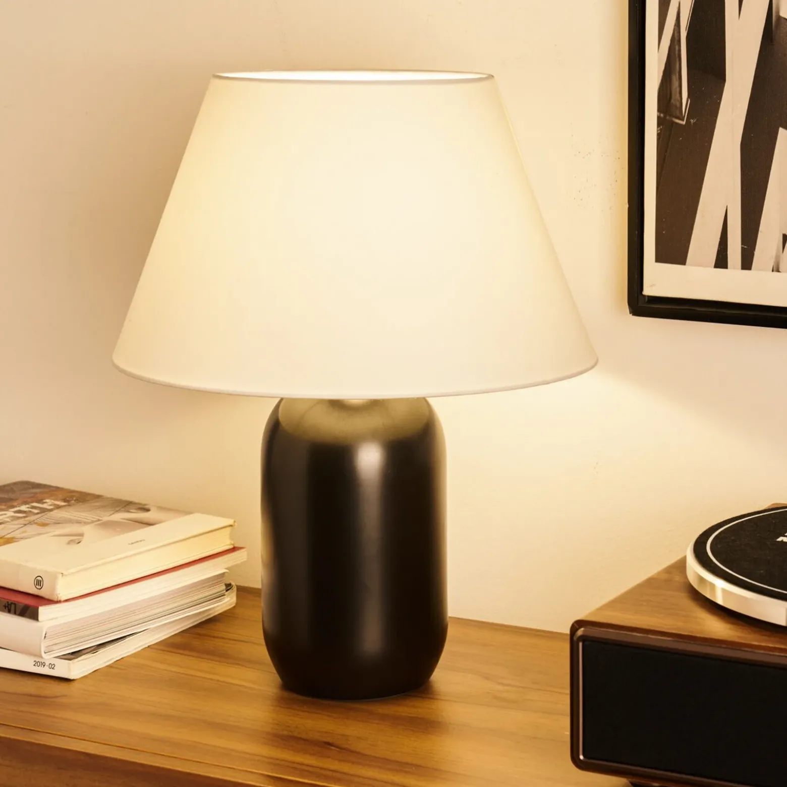 Lámpara de mesa Pauleen MYSTIC SHINE, blanco/negro, altura 45 cm