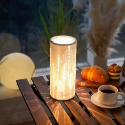 Lámpara de mesa Pauleen WARM SUNKISS, blanca, altura 27 cm, porcelana
