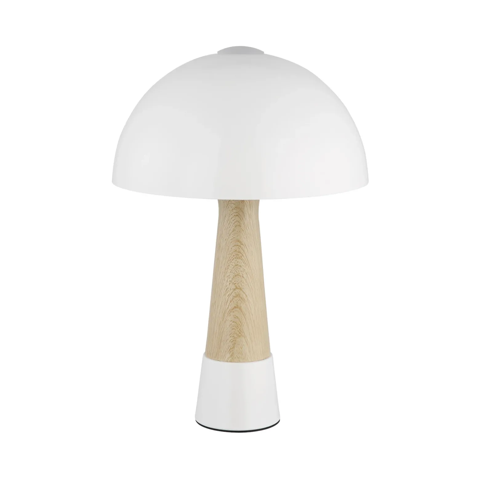 Lámpara de mesa Paulin, color arena/efecto madera, metal, 37 cm, E27