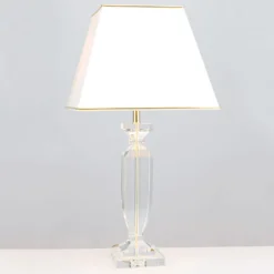 Lámpara de mesa Pokal con cristal oro/crema