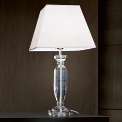 Lámpara de mesa Pokal con cristal cromo/blanco