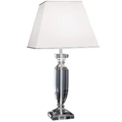Lámpara de mesa Pokal con cristal cromo/blanco