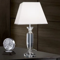 Lámpara de mesa Pokal con cristal cromo/blanco