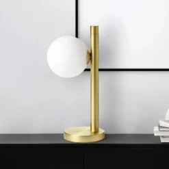 Lámpara de mesa Pomi, 1 luz, color dorado, cristal, altura 28 cm