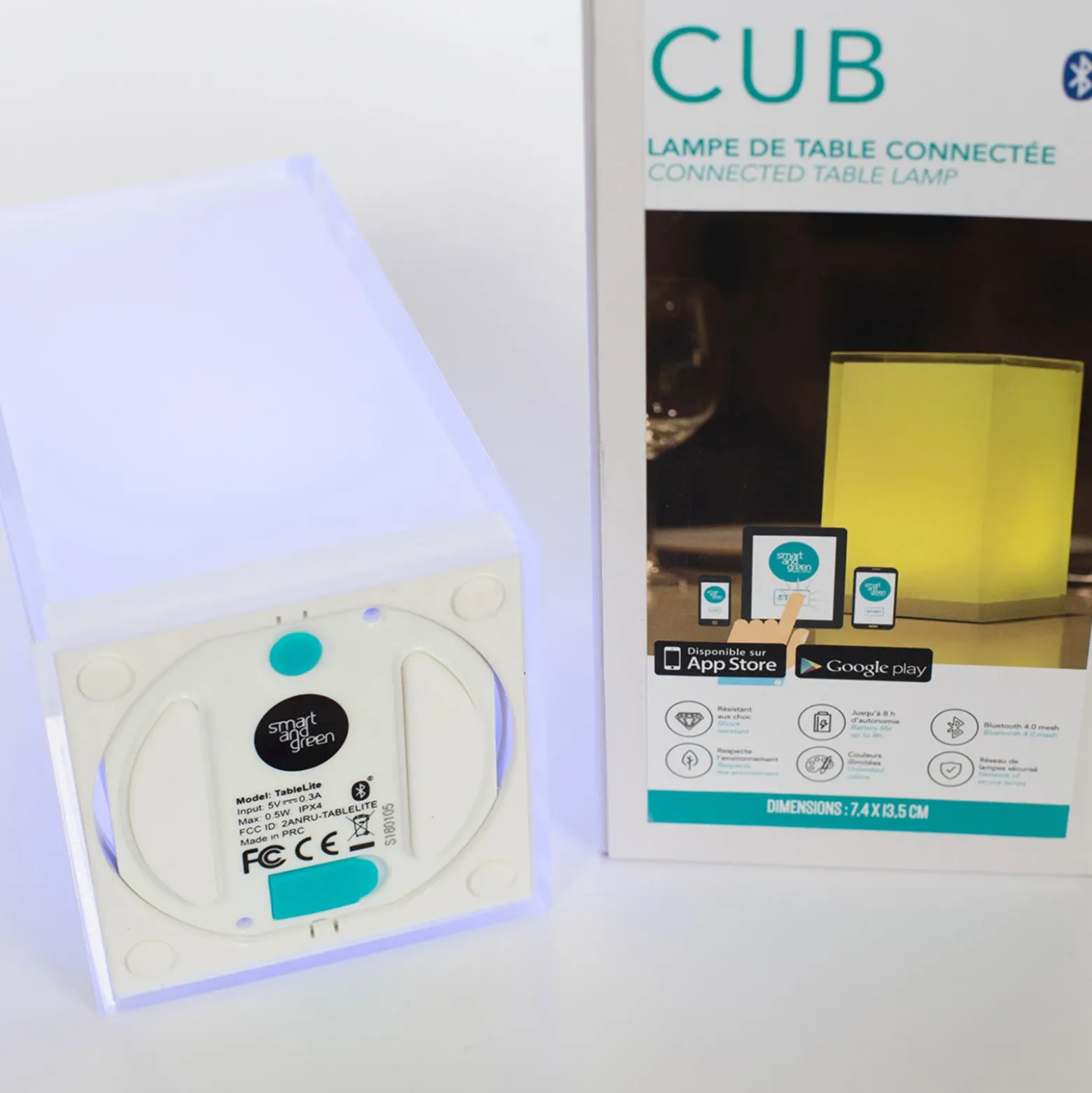 Lámpara de mesa Portable Cub, App-controlable, RGBW