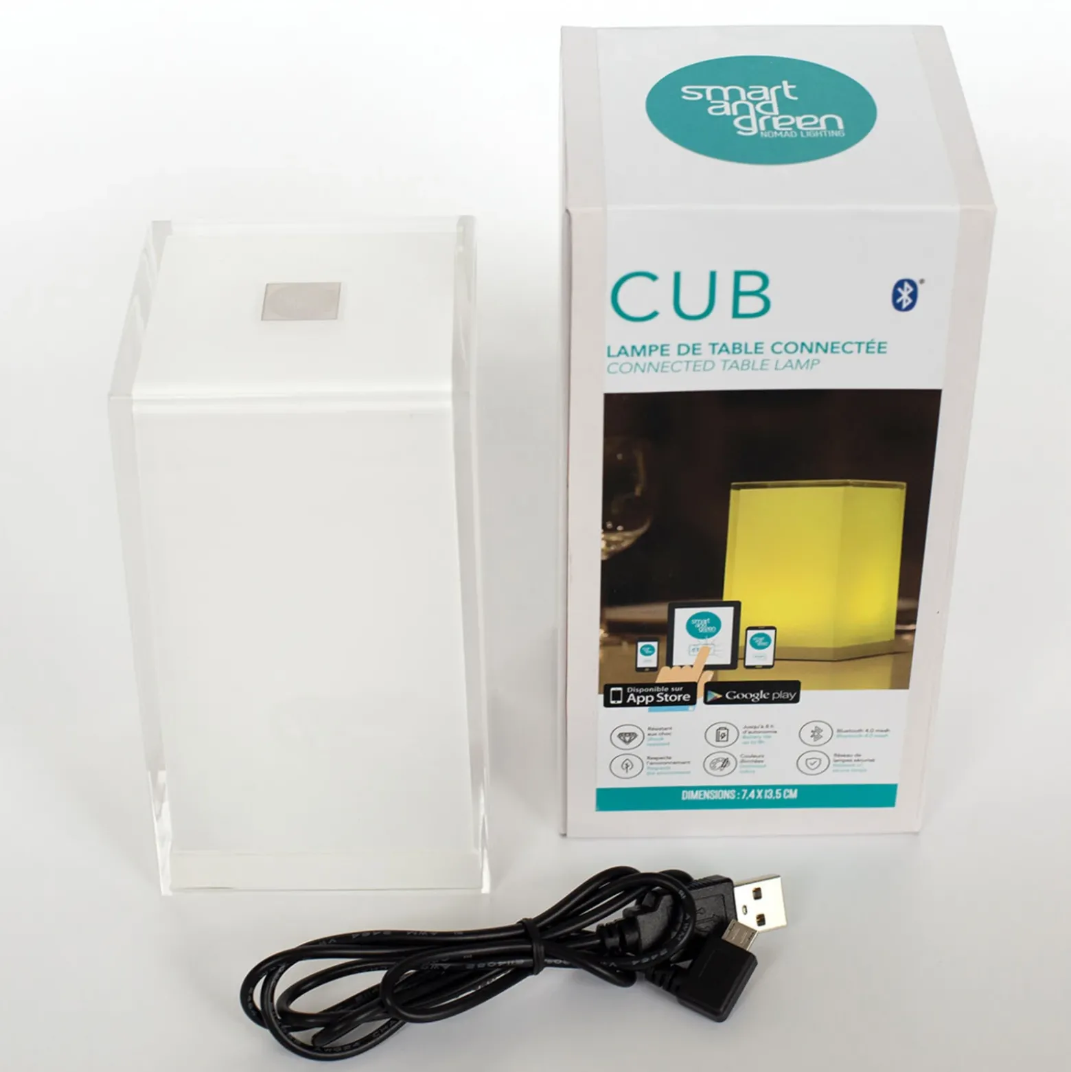 Lámpara de mesa Portable Cub, App-controlable, RGBW
