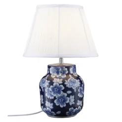 Lámpara de mesa PR Home Fanny, azul/blanca, cerámica, 47 cm, E27