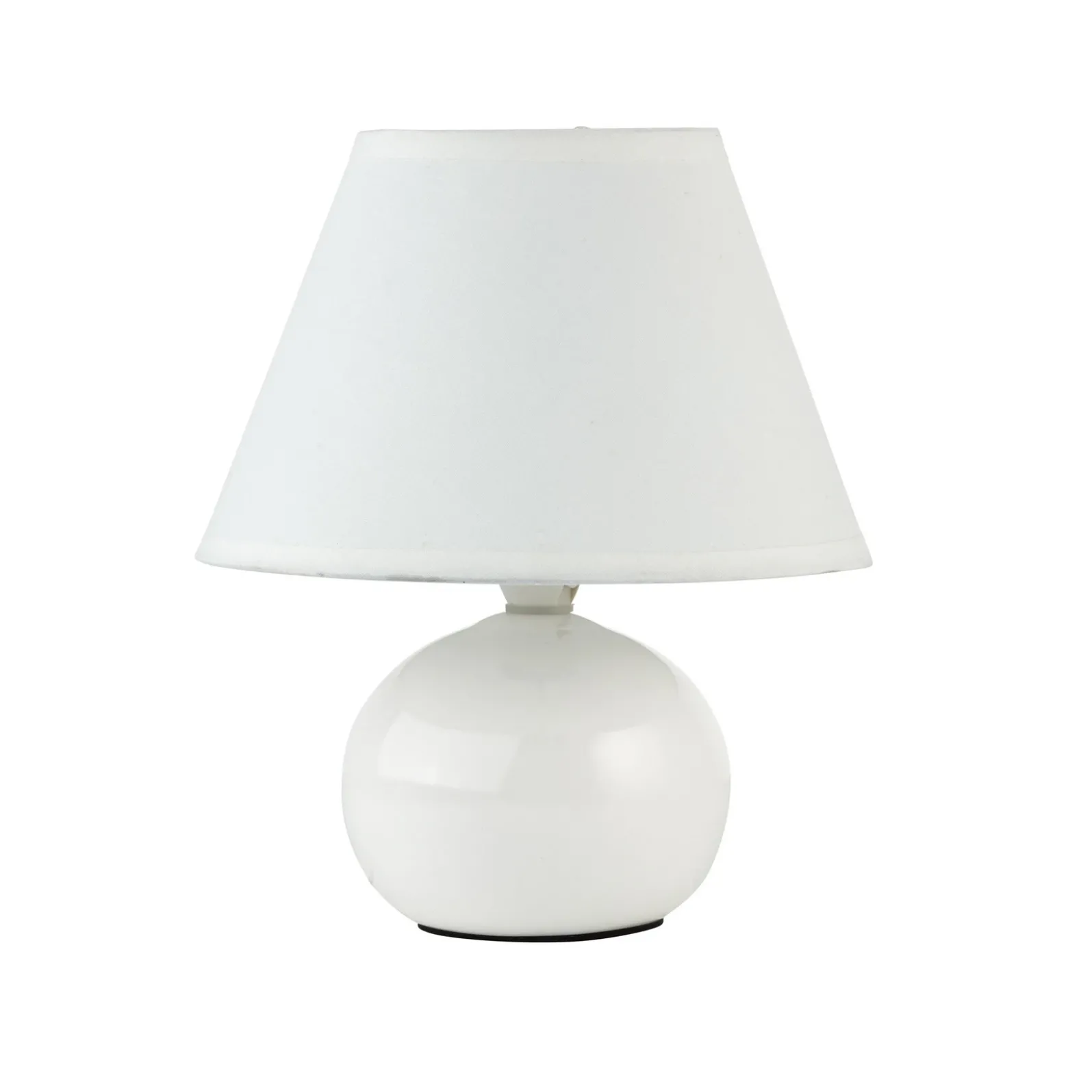 Lámpara de mesa Primo, blanca, Ø 19 cm, textil/cerámica