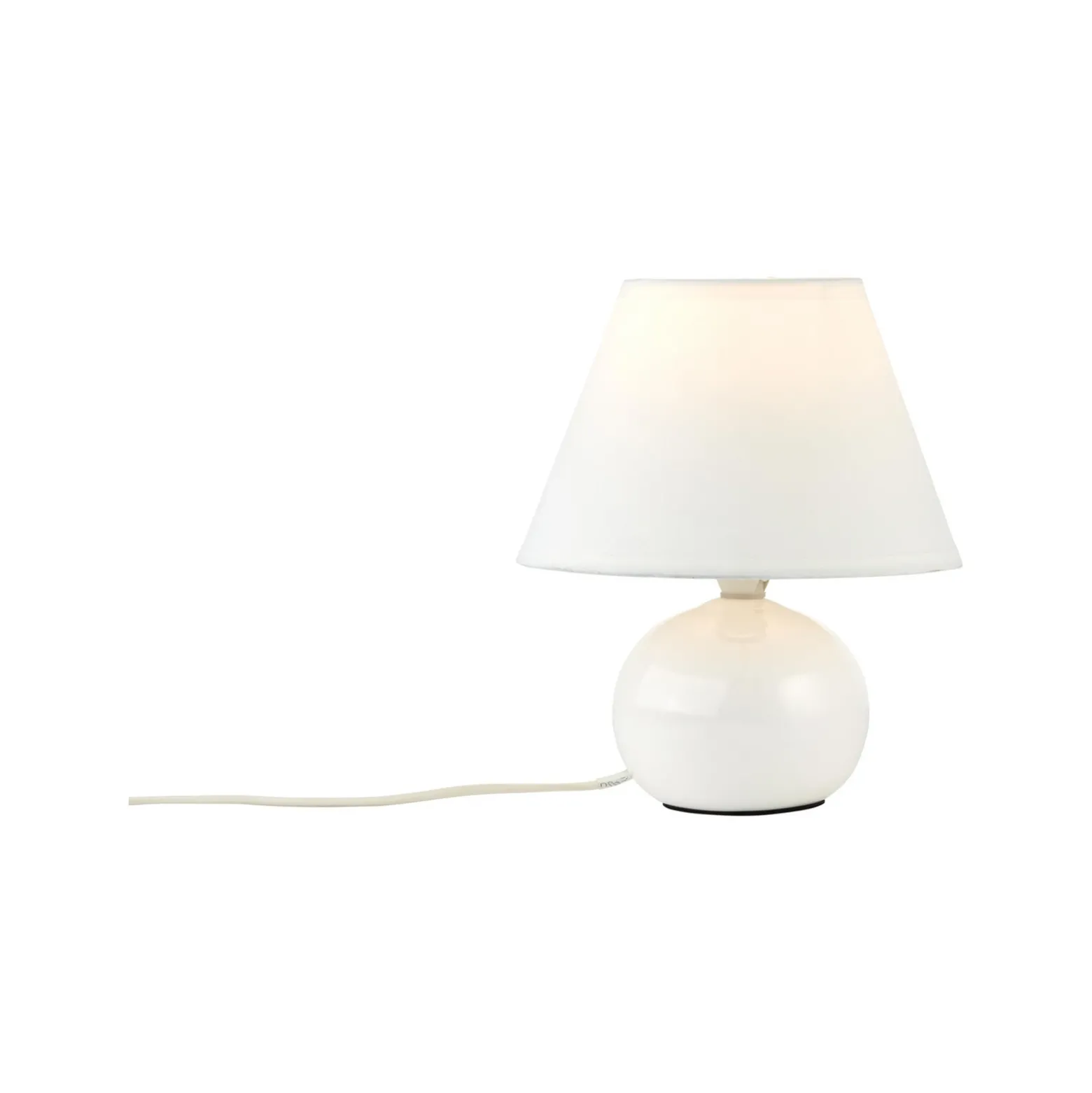 Lámpara de mesa Primo, blanca, Ø 19 cm, textil/cerámica