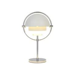 Lámpara de mesa recargable Gubi Multi-Lite, cromada/blanca, 30 cm