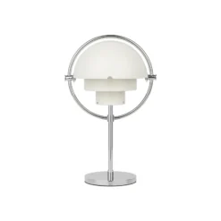 Lámpara de mesa recargable Gubi Multi-Lite, cromada/blanca, 30 cm