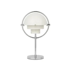 Lámpara de mesa recargable Gubi Multi-Lite, cromada/blanca, 30 cm