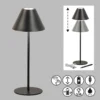 Lámpara de mesa recargable Kano LED, negra, atenuable, regulable, IP54