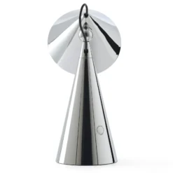 Lámpara de mesa recargable LED Pose de Tom Dixon, color plateado, altura 25 cm