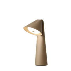 Lámpara de mesa recargable LED FRANDSEN Ami, gris-beige, 32 cm, atenuable