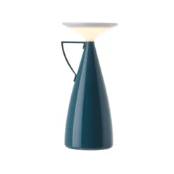 lámpara de mesa recargable LED Kartell Camomille, color petróleo, altura 24 cm