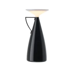 lámpara de mesa recargable LED Kartell Camomille, negra, altura 24 cm
