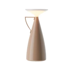 lámpara de mesa recargable LED Kartell Camomille, beige, altura 24 cm