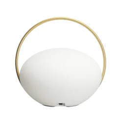 Lámpara de mesa recargable LED UMAGE Orbit, blanco/latón, IP44, CCT