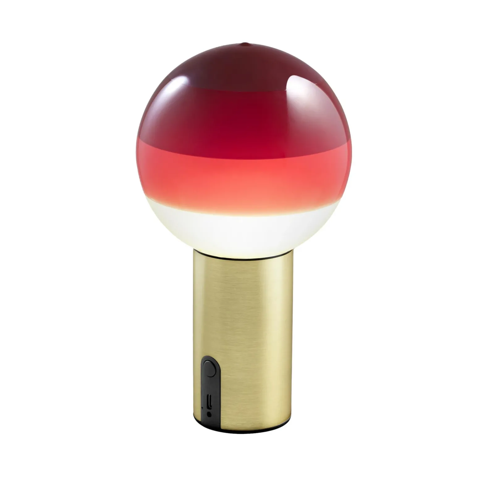Lámpara de mesa recargable MARSET Dipping Light, rojo/latón, atenuable